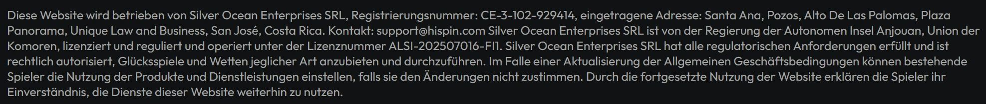 HiSpin Sicherheit und Lizenzen