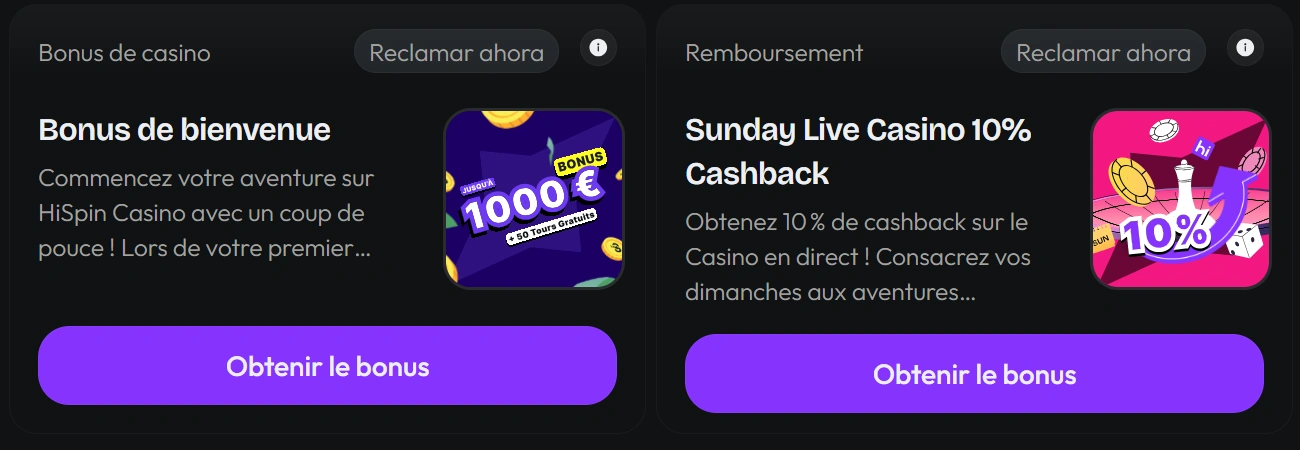 HiSpin Bonus et Promotions
