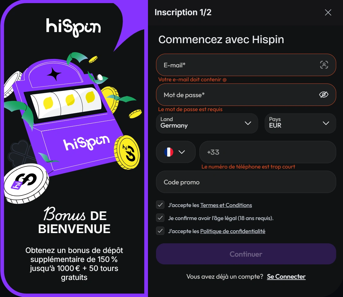 Comment S'inscrire sur HiSpin